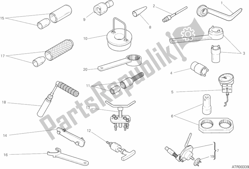 Todas as partes de 01a - Ferramentas De Serviço De Oficina, Motor do Ducati Monster 1200 S 2017